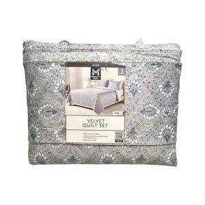 Member's Mark 3-Piece Printed Velvet Quilt & Matching Sham Sets, King - Grey